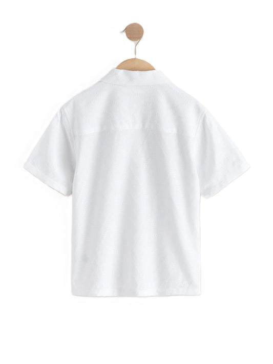 NEXT White Textured Short Sleeve Revere Collar Textured Shirt (3-16yrs)