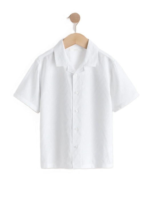 NEXT White Textured Short Sleeve Revere Collar Textured Shirt (3-16yrs)