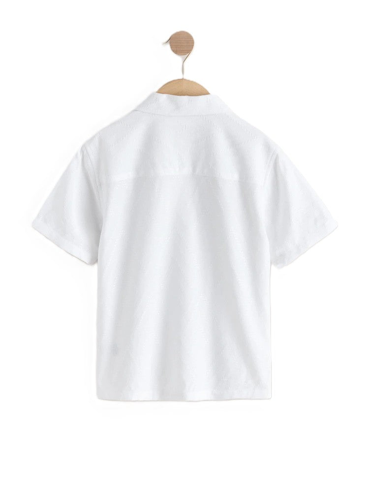 NEXT White Textured Short Sleeve Revere Collar Textured Shirt (3-16yrs)